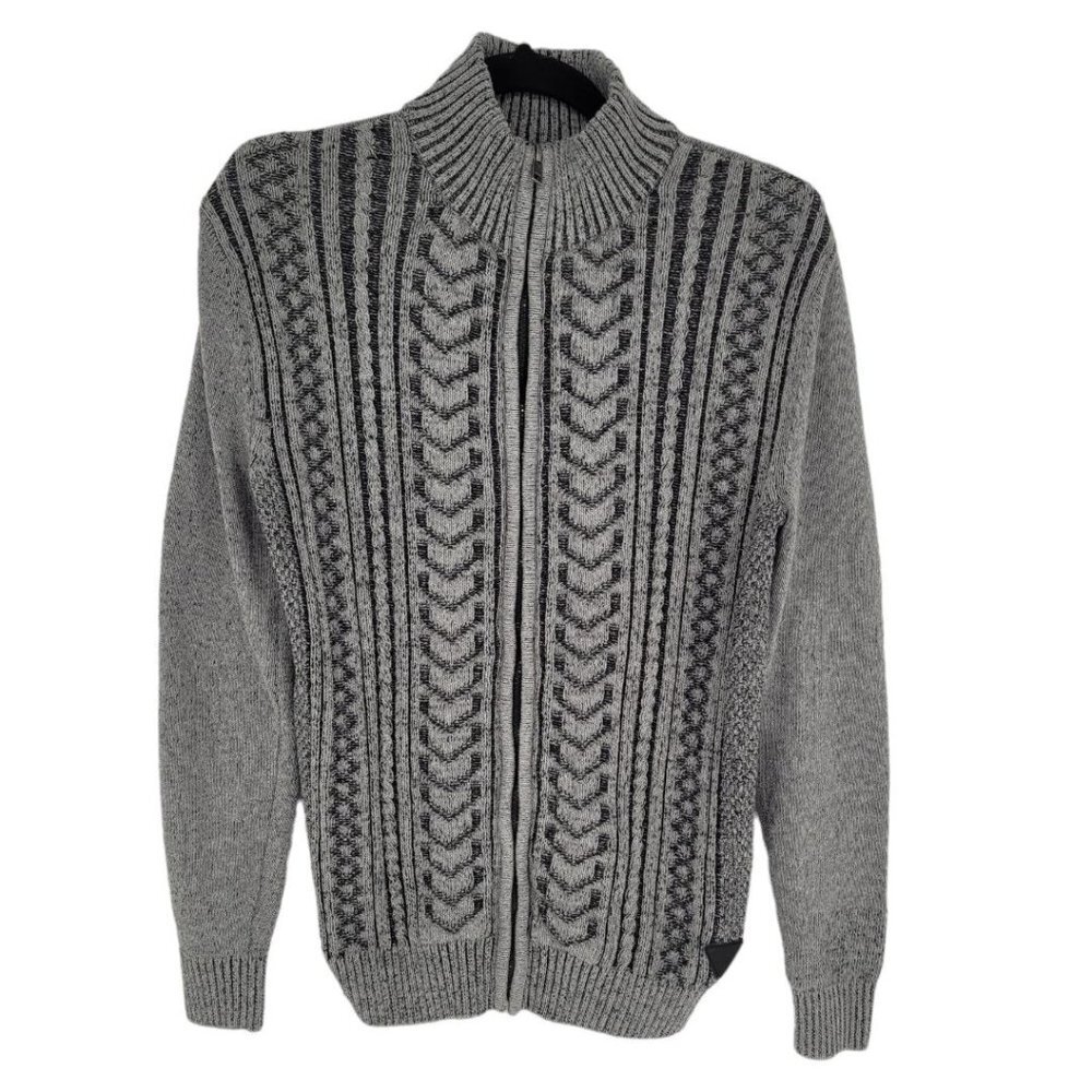 Trash Nouveau mens small Michael Gerald gray full zip ribbed cable knit sweater